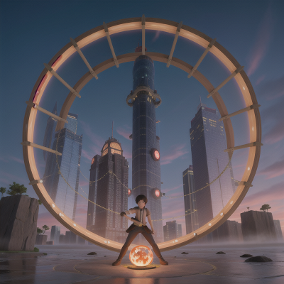 Image For Post Anime, magic portal, success, skyscraper, monkey, shield, HD, 4K, AI Generated Art