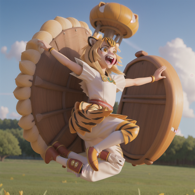 Image For Post Anime, sabertooth tiger, energy shield, farm, carnival, jumping, HD, 4K, AI Generated Art