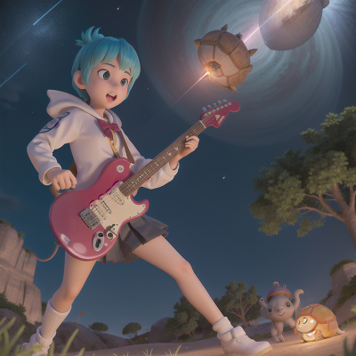 Image For Post Anime, school, yeti, electric guitar, turtle, meteor shower, HD, 4K, AI Generated Art