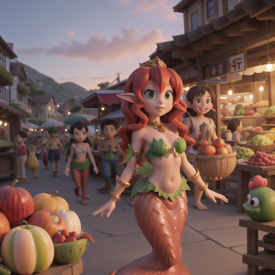 Image For Post Anime, fruit market, goblin, queen, sunrise, mermaid, HD, 4K, AI Generated Art