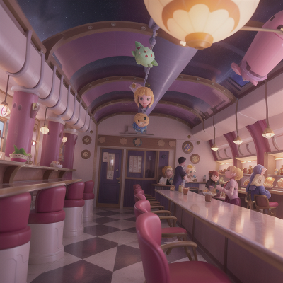 Image For Post Anime, space station, villain, ice cream parlor, flying, witch, HD, 4K, AI Generated Art