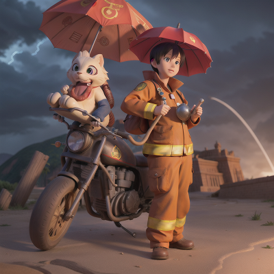 Image For Post Anime, umbrella, map, sphinx, firefighter, tornado, HD, 4K, AI Generated Art