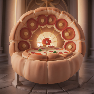 Image For Post Anime, golden egg, pizza, energy shield, magic portal, cathedral, HD, 4K, AI Generated Art