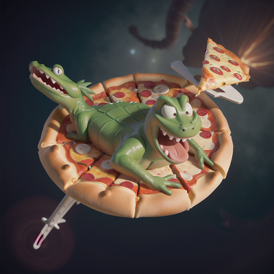 Image For Post Anime, pizza, wind, space, swamp, alligator, HD, 4K, AI Generated Art
