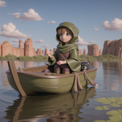 Image For Post Anime, invisibility cloak, swamp, boat, dog, desert, HD, 4K, AI Generated Art