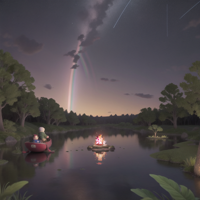 Image For Post Anime, meteor shower, sled, swamp, rainbow, sushi, HD, 4K, AI Generated Art