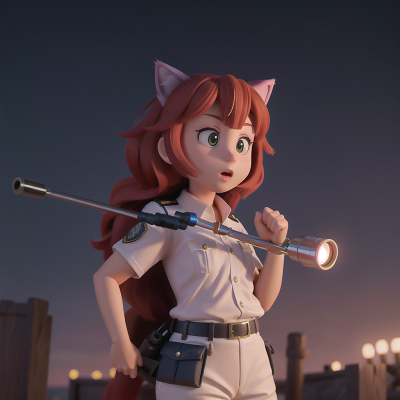 Image For Post Anime, cat, hero, unicorn, police officer, telescope, HD, 4K, AI Generated Art
