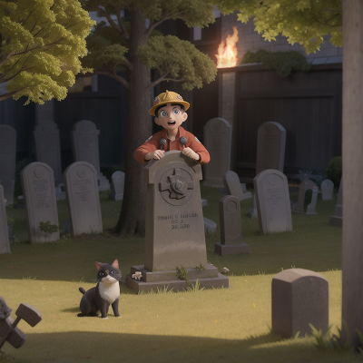 Image For Post Anime, firefighter, surprise, haunted graveyard, cat, bakery, HD, 4K, AI Generated Art