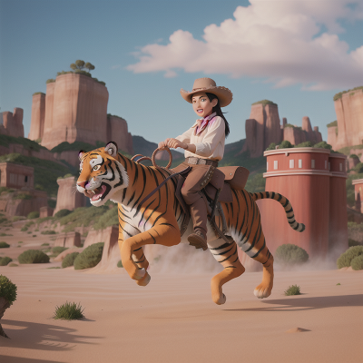 Image For Post Anime, tiger, joy, sushi, wild west town, cowboys, HD, 4K, AI Generated Art