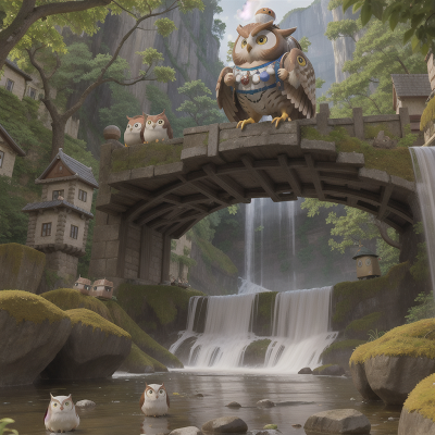 Image For Post Anime, owl, accordion, waterfall, castle, sushi, HD, 4K, AI Generated Art