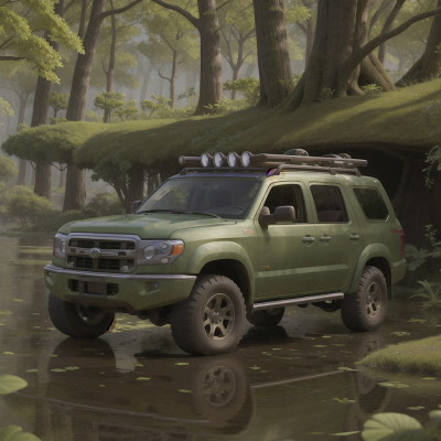 Image For Post Anime, cowboys, swamp, forest, rainbow, car, HD, 4K, AI Generated Art