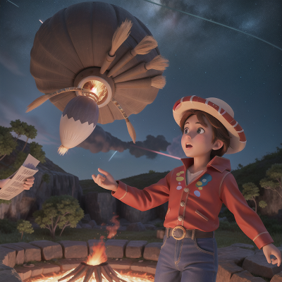 Image For Post Anime, cowboys, circus, book, meteor shower, volcanic eruption, HD, 4K, AI Generated Art