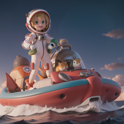 Image For Post Anime, seafood restaurant, turtle, astronaut, fox, hovercraft, HD, 4K, AI Generated Art