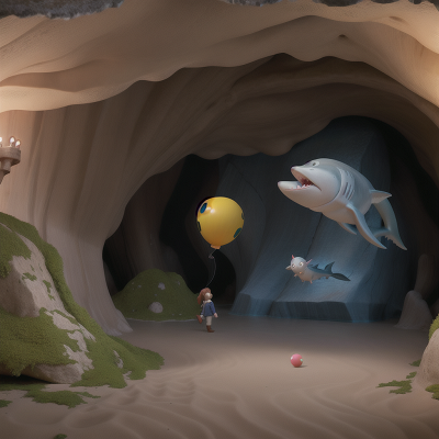 Image For Post Anime, balloon, museum, cave, shark, city, HD, 4K, AI Generated Art