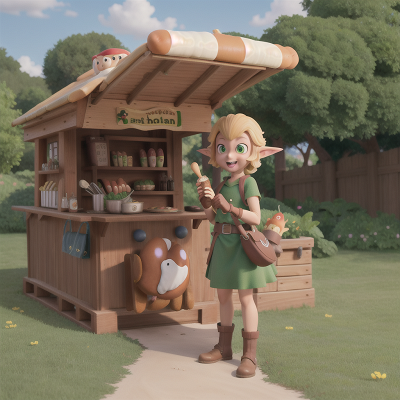 Image For Post Anime, fox, goblin, elf, shield, hot dog stand, HD, 4K, AI Generated Art
