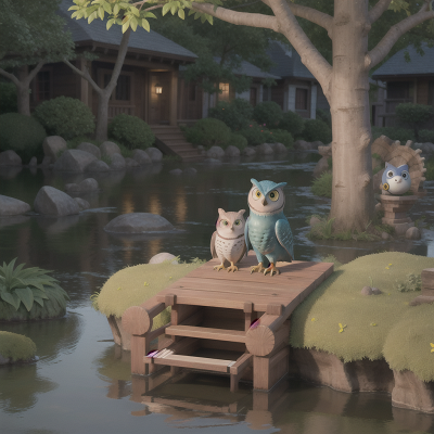 Image For Post Anime, alligator, river, hidden trapdoor, owl, romance, HD, 4K, AI Generated Art