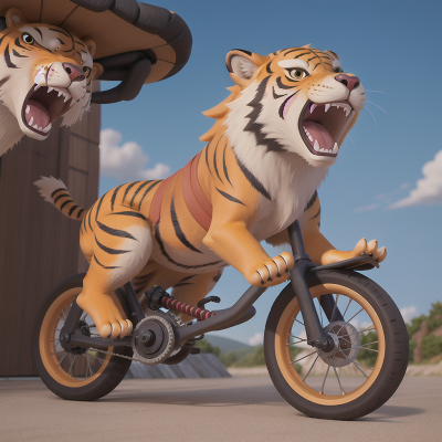 Image For Post Anime, bicycle, sabertooth tiger, bear, celebrating, queen, HD, 4K, AI Generated Art