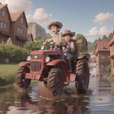 Image For Post Anime, bubble tea, flood, wild west town, bigfoot, tractor, HD, 4K, AI Generated Art