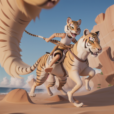 Image For Post Anime, sandstorm, tiger, kangaroo, ocean, ninja, HD, 4K, AI Generated Art