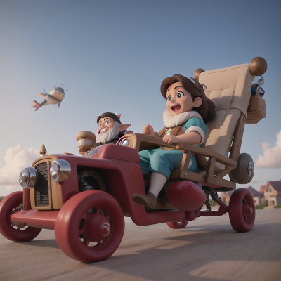 Image For Post Anime, flying carpet, dwarf, car, airplane, sled, HD, 4K, AI Generated Art