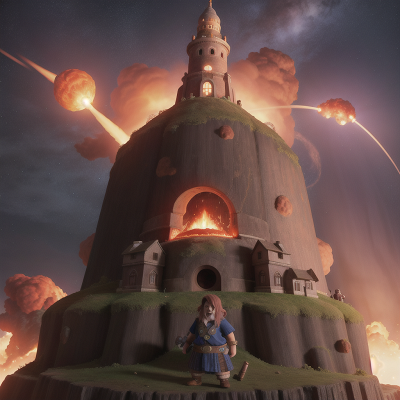 Image For Post Anime, dwarf, cyborg, volcanic eruption, tower, space, HD, 4K, AI Generated Art