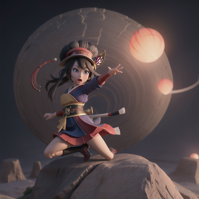 Image For Post Anime, jumping, geisha, samurai, alien planet, wizard's hat, HD, 4K, AI Generated Art