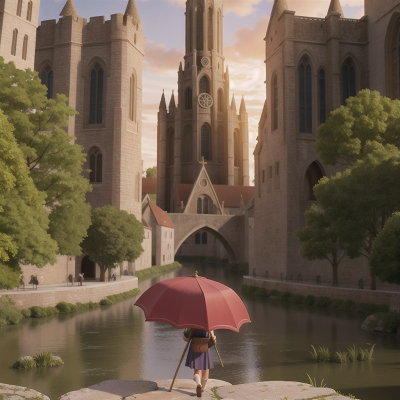 Image For Post Anime, cathedral, gladiator, river, coffee shop, umbrella, HD, 4K, AI Generated Art