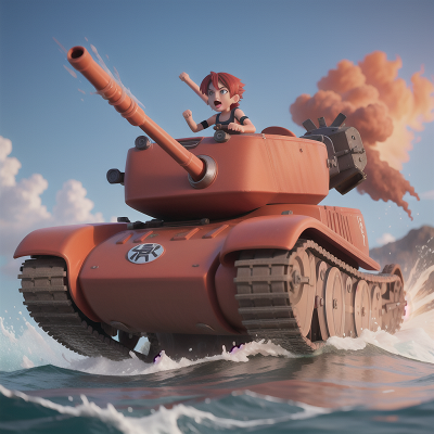 Image For Post Anime, anger, swimming, tsunami, tank, motorcycle, HD, 4K, AI Generated Art