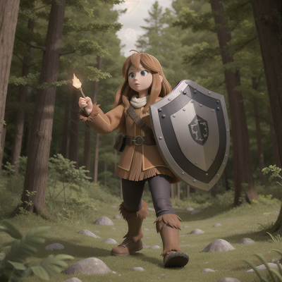 Image For Post Anime, bravery, shield, sasquatch, ghostly apparition, forest, HD, 4K, AI Generated Art