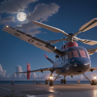 Image For Post Anime, moonlight, airplane, beach, helicopter, museum, HD, 4K, AI Generated Art