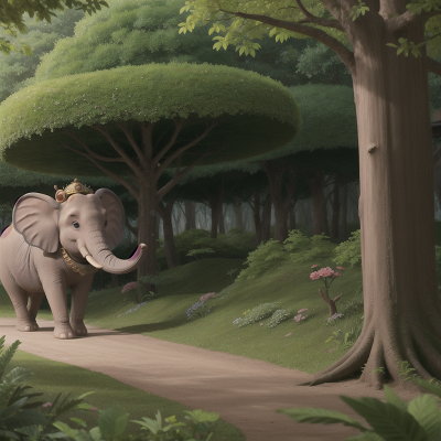 Image For Post Anime, enchanted forest, forest, city, elephant, car, HD, 4K, AI Generated Art