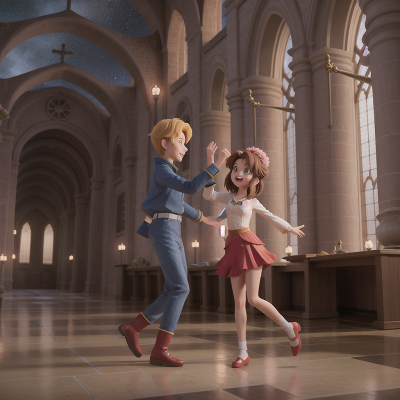 Image For Post Anime, romance, spaceship, drought, dancing, cathedral, HD, 4K, AI Generated Art