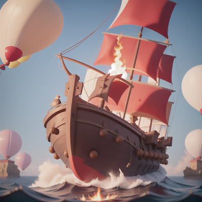 Image For Post Anime, fire, vikings, pirate ship, balloon, whale, HD, 4K, AI Generated Art