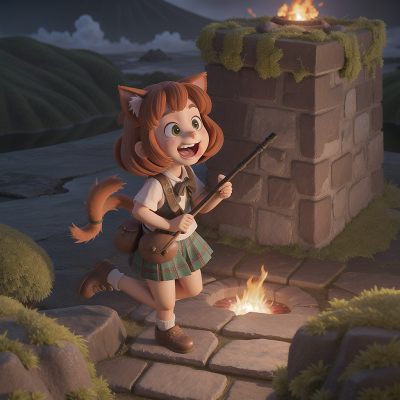 Image For Post Anime, cat, bagpipes, laughter, volcano, hidden trapdoor, HD, 4K, AI Generated Art