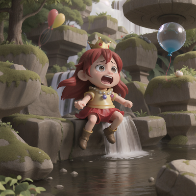 Image For Post Anime, crying, king, balloon, waterfall, crystal, HD, 4K, AI Generated Art