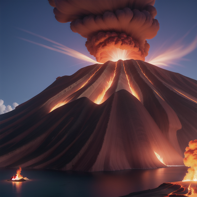 Image For Post Anime, island, rocket, volcanic eruption, tsunami, bridge, HD, 4K, AI Generated Art