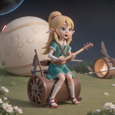 Image For Post Anime, elf, drum, sled, violin, alien planet, HD, 4K, AI Generated Art