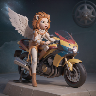 Image For Post Anime, angel, motorcycle, space, lion, statue, HD, 4K, AI Generated Art