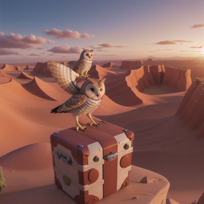 Image For Post Anime, sunrise, owl, flying, accordion, desert, HD, 4K, AI Generated Art