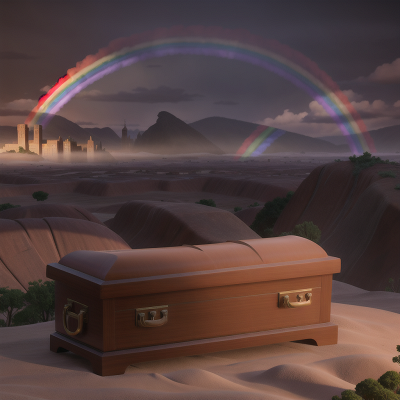 Image For Post Anime, fog, rainbow, city, vampire's coffin, desert, HD, 4K, AI Generated Art