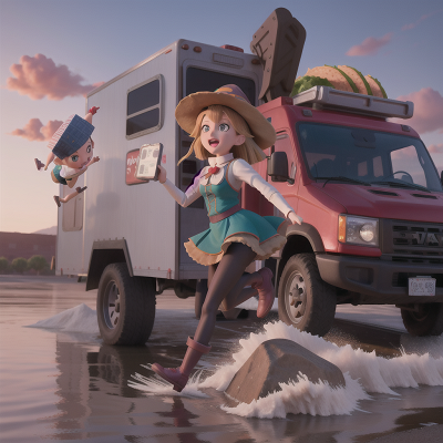 Image For Post Anime, witch, jumping, taco truck, artificial intelligence, flood, HD, 4K, AI Generated Art