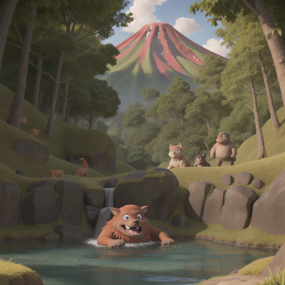 Image For Post Anime, volcano, swimming, forest, dog, ogre, HD, 4K, AI Generated Art