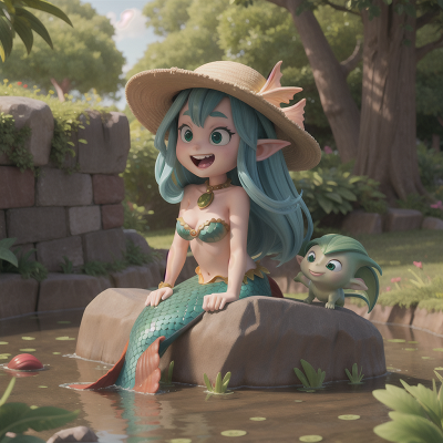 Image For Post Anime, mermaid, goblin, farmer, park, treasure, HD, 4K, AI Generated Art