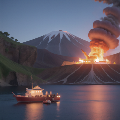 Image For Post Anime, seafood restaurant, boat, school, volcano, owl, HD, 4K, AI Generated Art