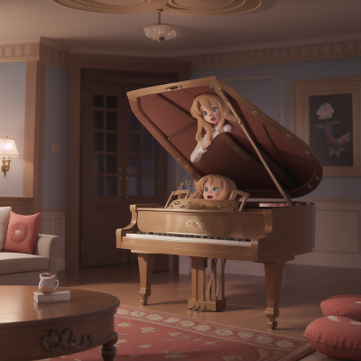 Image For Post Anime, romance, piano, camera, singing, hidden trapdoor, HD, 4K, AI Generated Art