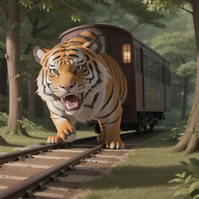 Image For Post Anime, crystal, train, enchanted forest, zombie, tiger, HD, 4K, AI Generated Art