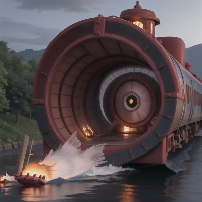 Image For Post Anime, magic portal, train, river, shark, witch, HD, 4K, AI Generated Art