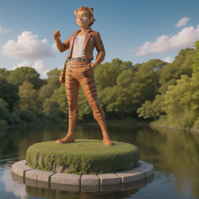 Image For Post Anime, river, tiger, car, statue, garden, HD, 4K, AI Generated Art