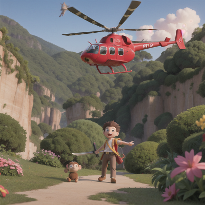 Image For Post Anime, joy, park, sword, helicopter, monkey, HD, 4K, AI Generated Art