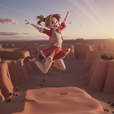 Image For Post Anime, musician, jumping, surprise, desert, sunset, HD, 4K, AI Generated Art